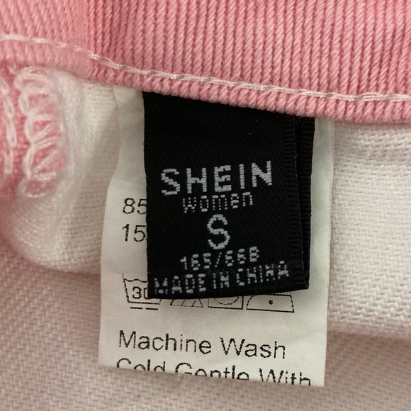 SHEIN Patchwork JeansButton-Front Size Small Purple Pink White Patchwork - Picture 12 of 12